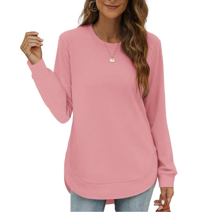 Sweat-shirt femme col rond ourlet incurvé