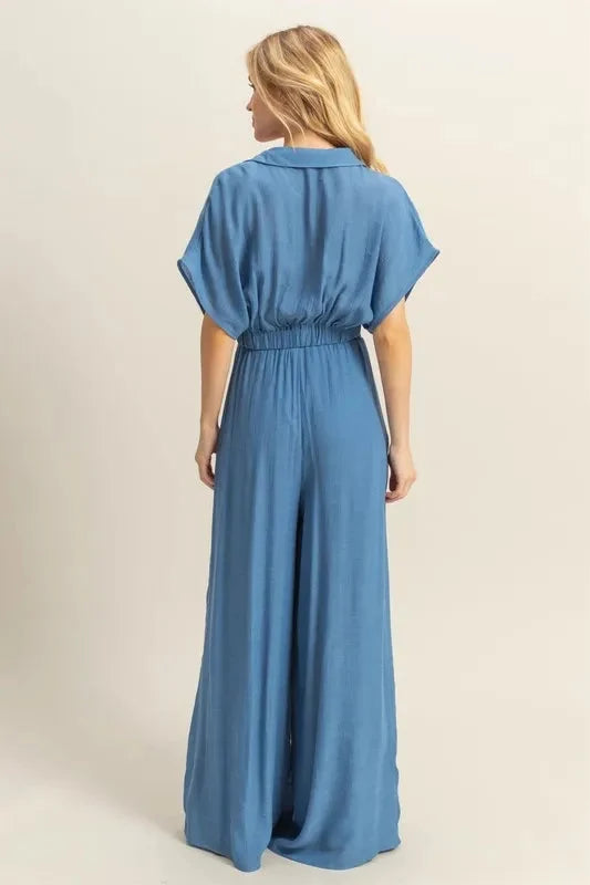 Set including a crop top and wide-leg trousers