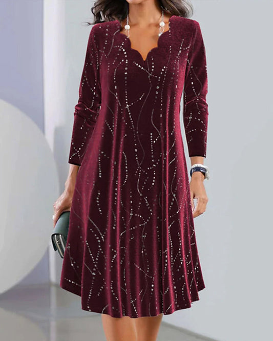Elegant V-neck long-sleeve dress