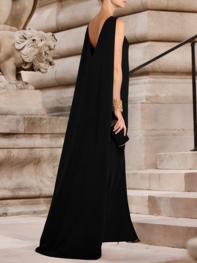 Robe décontractée tissée sans manches à col rond unie vintage