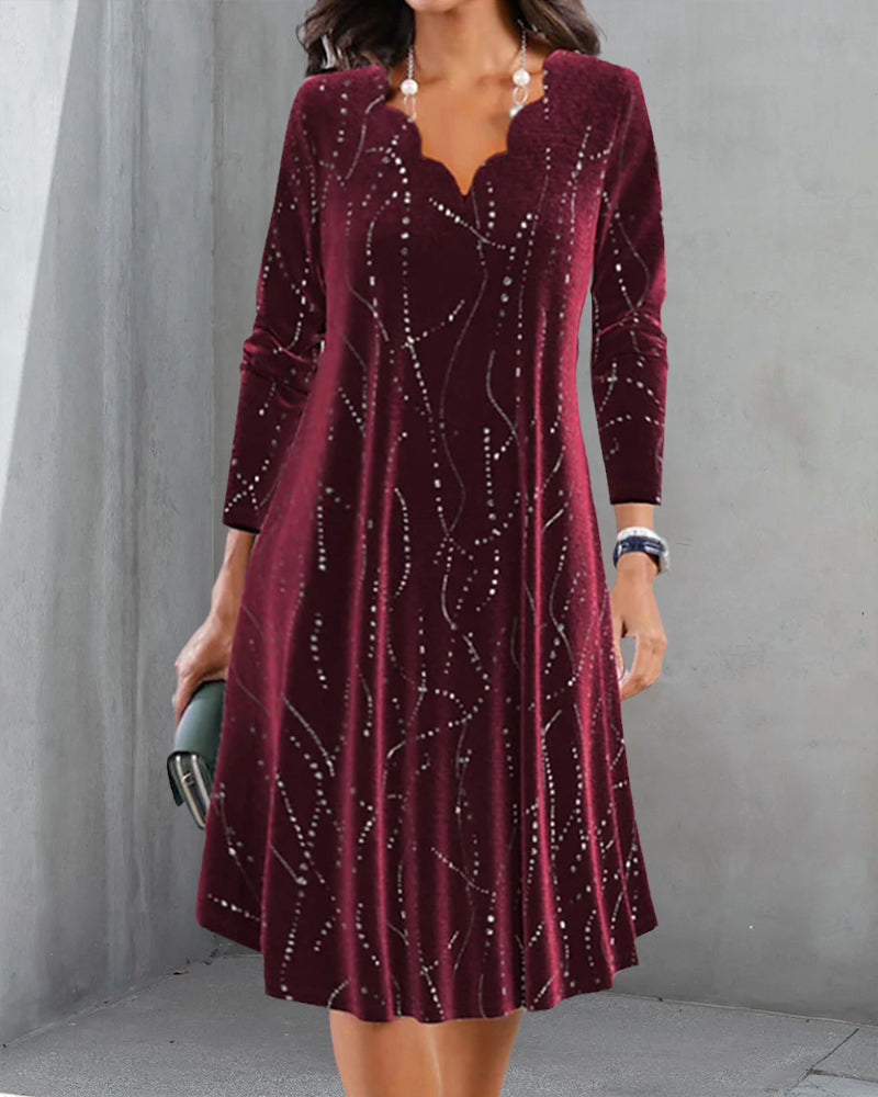 Elegant V-neck long-sleeve dress
