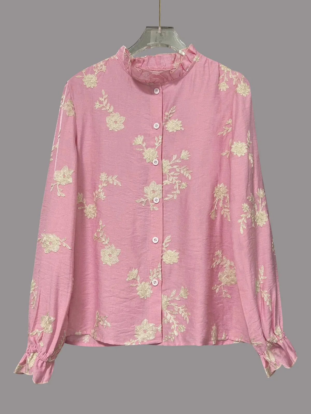 Chemise à manches longues boutonnée à motifs floraux
