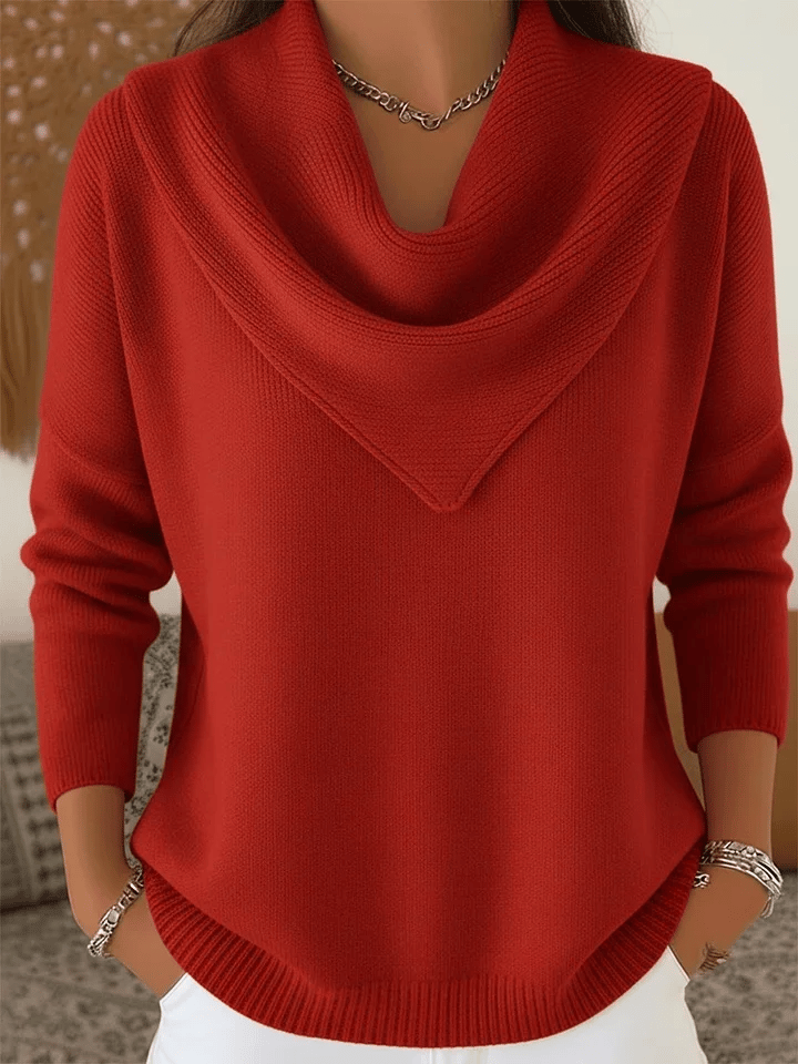 Plain soft retro elegant V-neck jumper