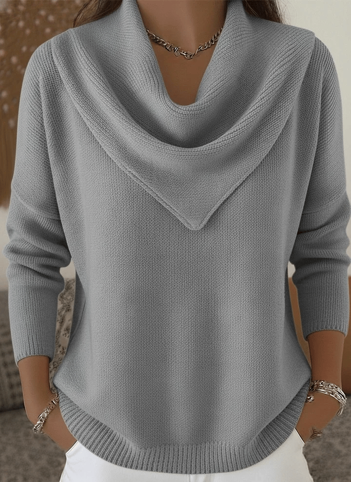 Plain soft retro elegant V-neck jumper