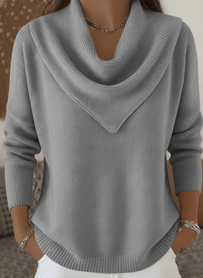 Plain soft retro elegant V-neck jumper
