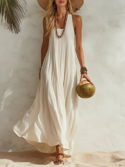 Robe longue fluide à encolure américaine