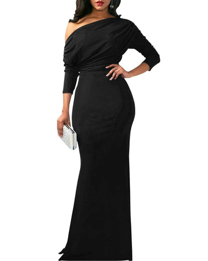 Robe de soirée longue élégante, moulante, sans manches et sans épaules pour femmes, collection 2025