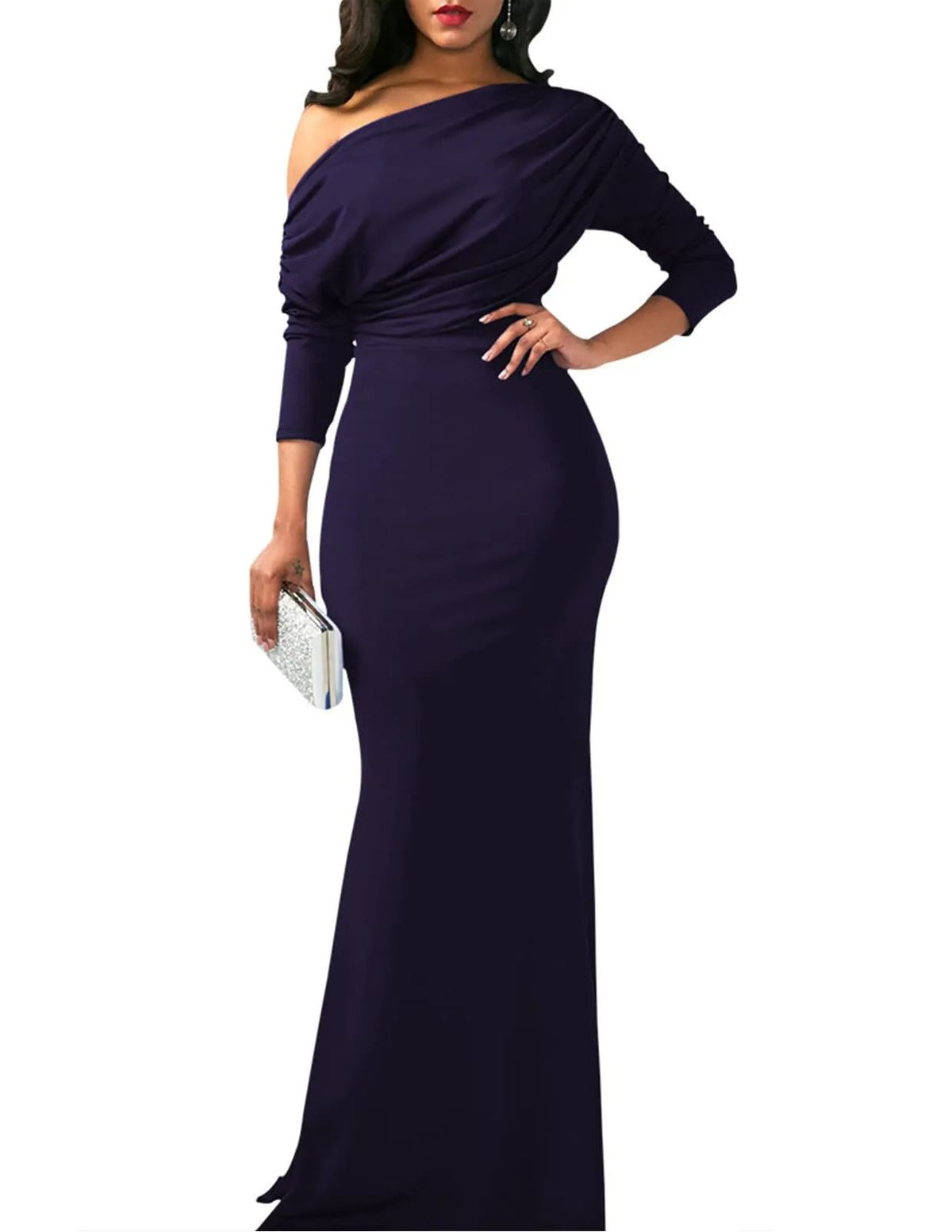 Robe de soirée longue élégante, moulante, sans manches et sans épaules pour femmes, collection 2025