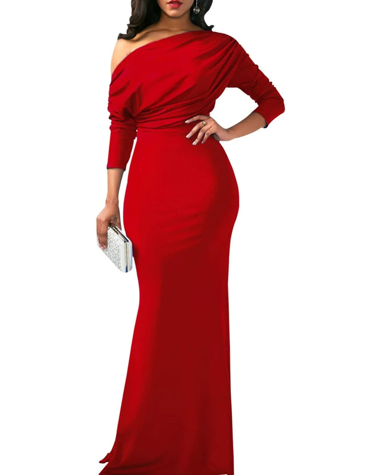 Robe de soirée longue élégante, moulante, sans manches et sans épaules pour femmes, collection 2025