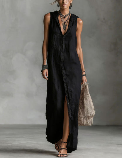 Robe longue sans manches, robe une pièce pour femme