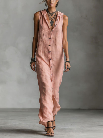 Robe longue sans manches, robe une pièce pour femme