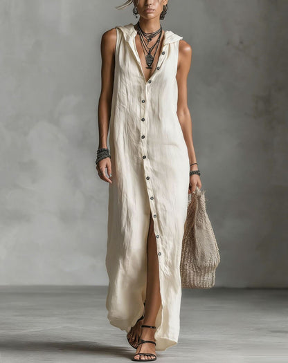 Robe longue sans manches, robe une pièce pour femme