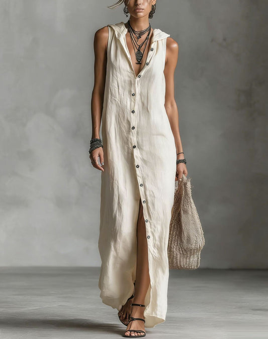 Robe longue sans manches, robe une pièce pour femme