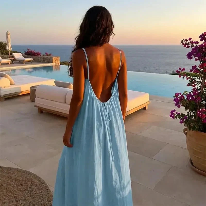 Robe camisole unie dos nu pour femme