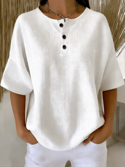 Sweat‑shirt décontracté à col henry Waffle