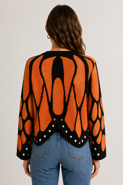 Gilet en tricot Aile de papillon monarque
