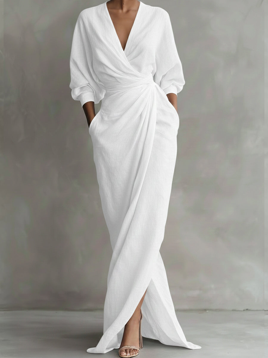 Robe longue en lin et coton pour femme