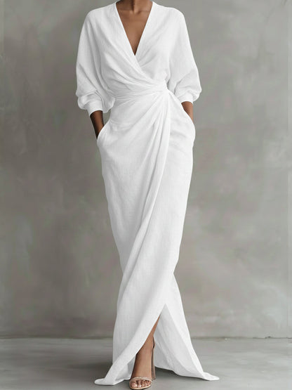 Robe longue en lin et coton pour femme