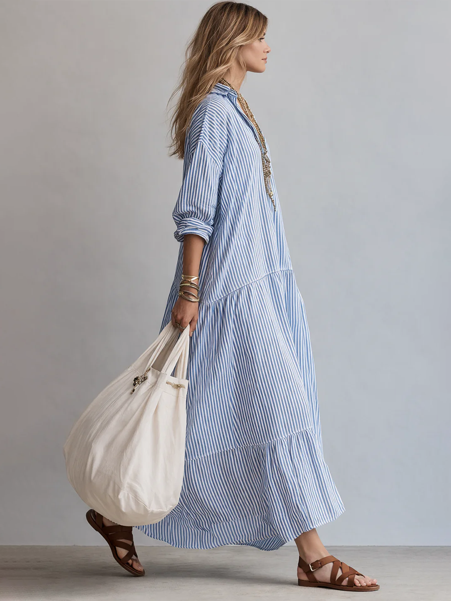 Robe décontractée ample à rayures pour femme
