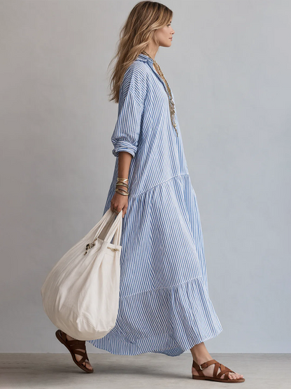 Robe décontractée ample à rayures pour femme