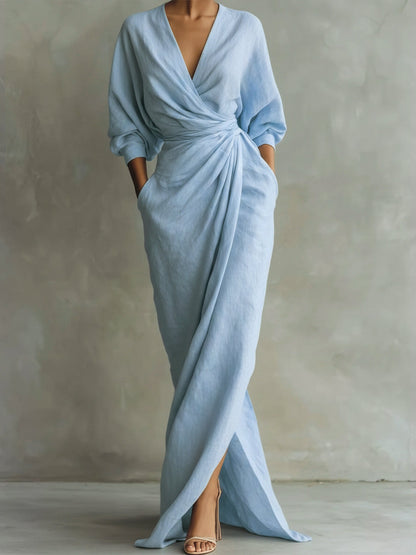 Robe longue en lin et coton pour femme