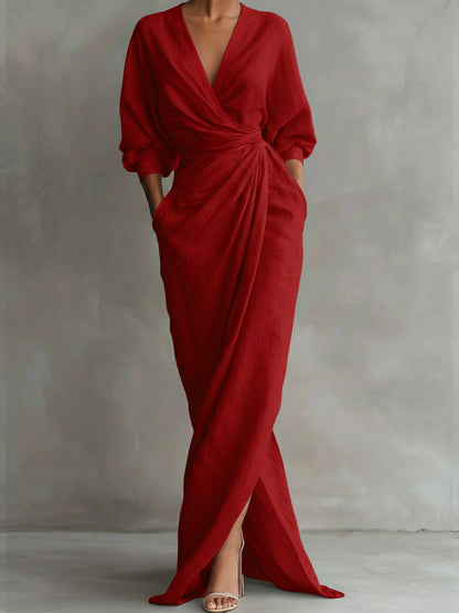 Robe longue en lin et coton pour femme