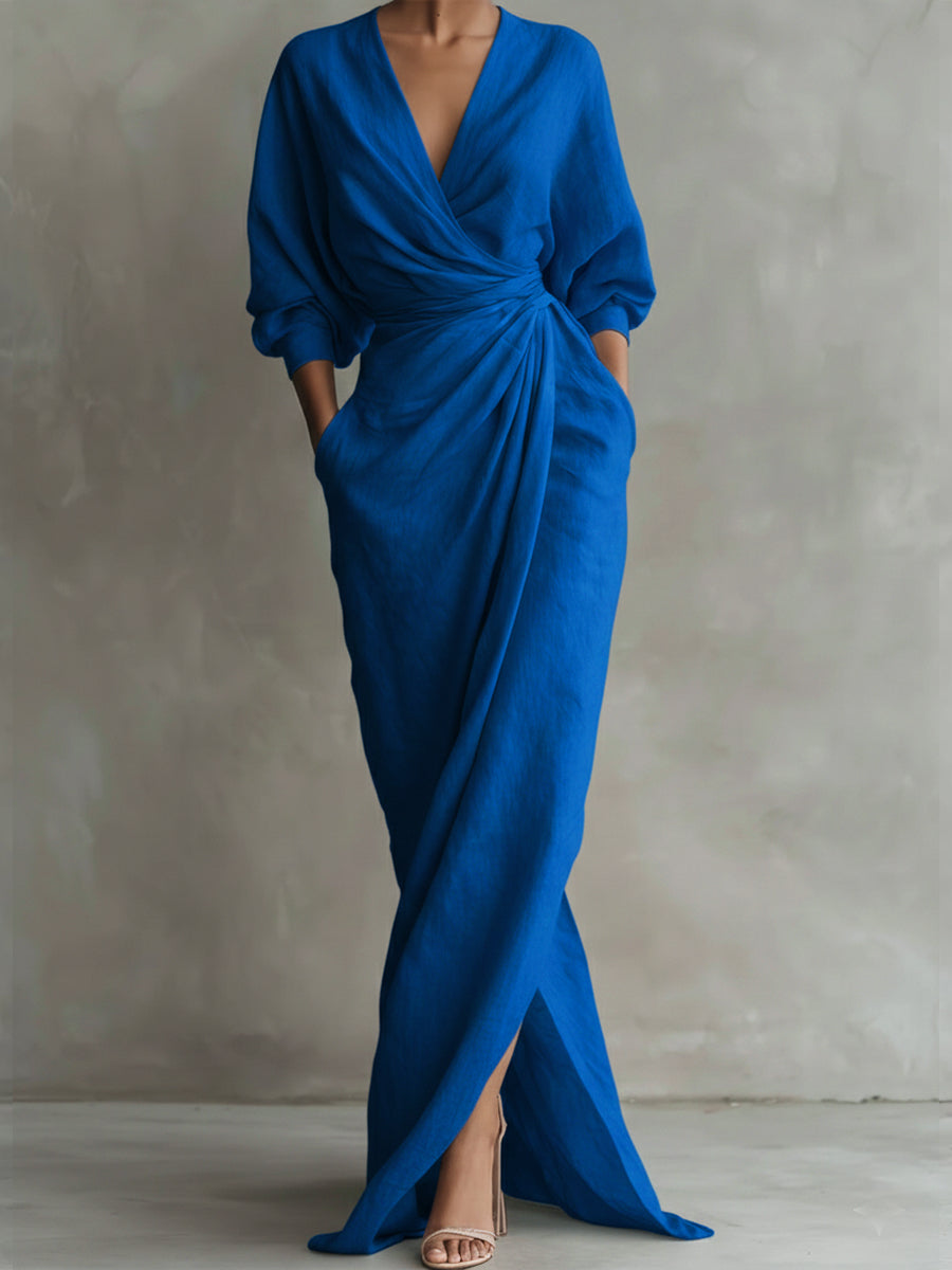 Robe longue en lin et coton pour femme