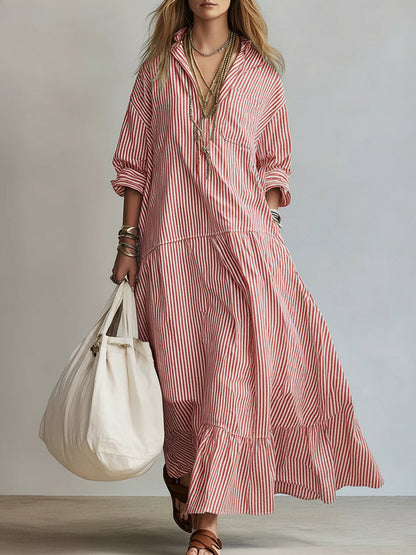 Robe décontractée ample à rayures pour femme