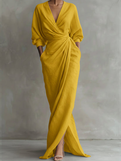 Robe longue en lin et coton pour femme
