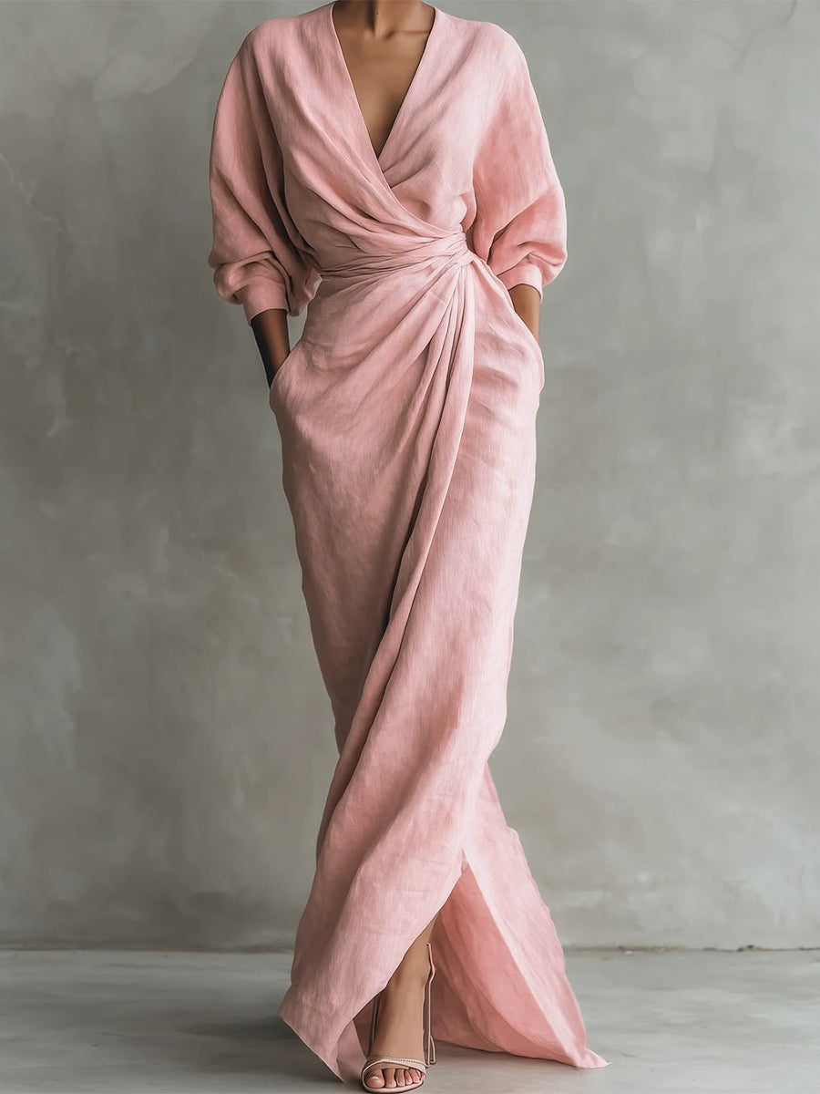 Robe longue en lin et coton pour femme