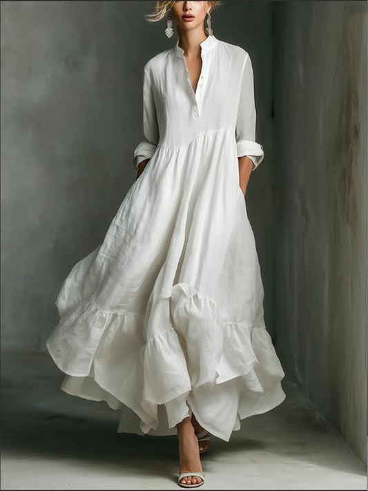 Elegant Printed Maxi Dress for Women with Ruffles.
