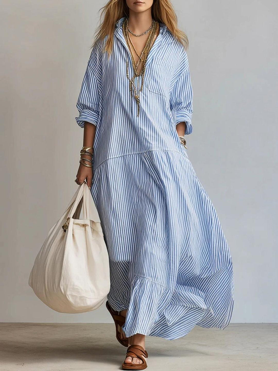 Robe décontractée ample à rayures pour femme