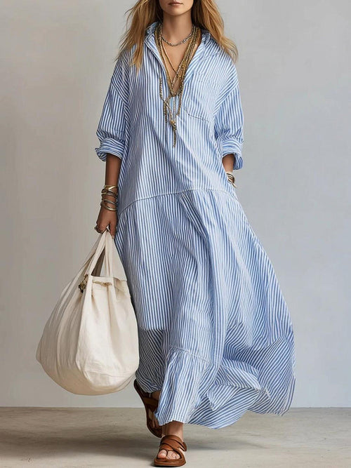 Robe décontractée ample à rayures pour femme