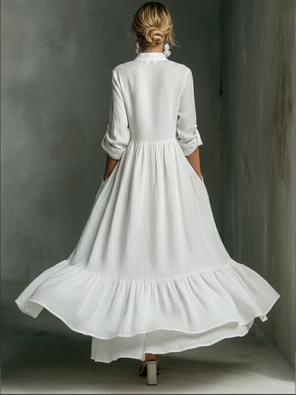 Robe maxi imprimée élégante pour femme, ornée de volants.