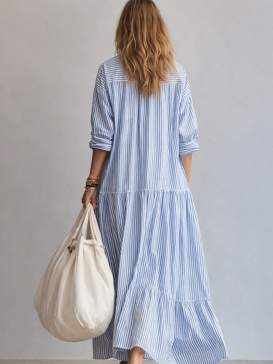 Robe décontractée ample à rayures pour femme