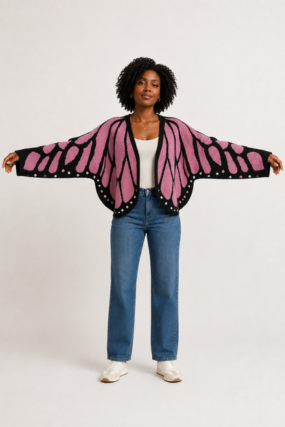 Gilet en tricot Aile de papillon monarque