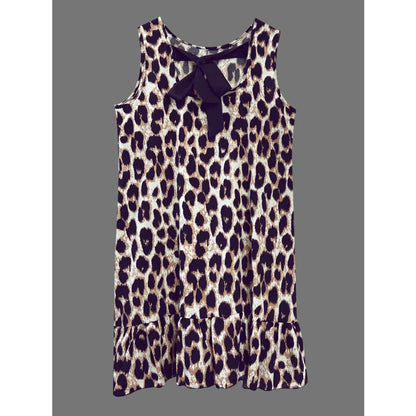 Leopard print sleeveless dress with ruffled hem
