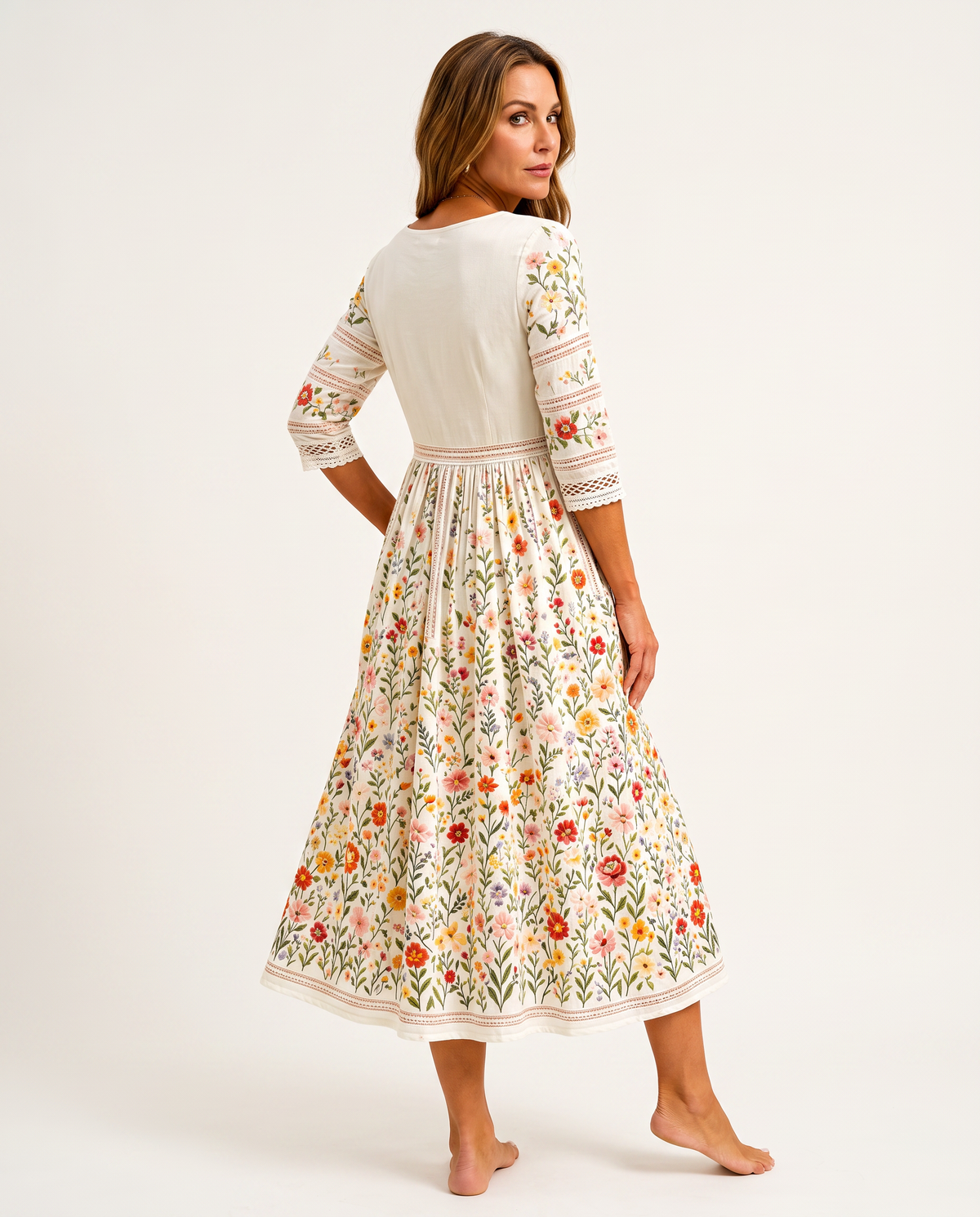 Robe midi « Charme des prés fleuris »