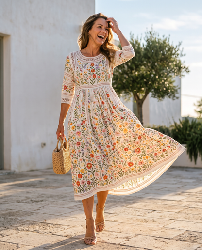 Robe midi « Charme des prés fleuris »