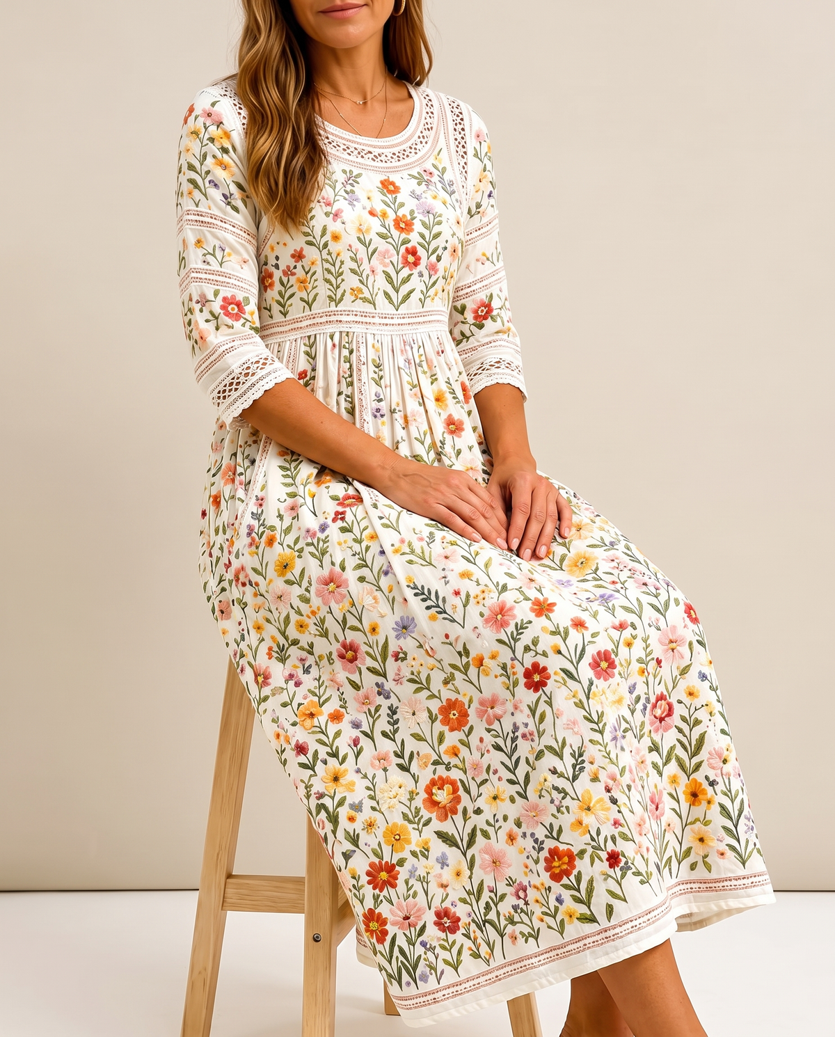 Robe midi « Charme des prés fleuris »