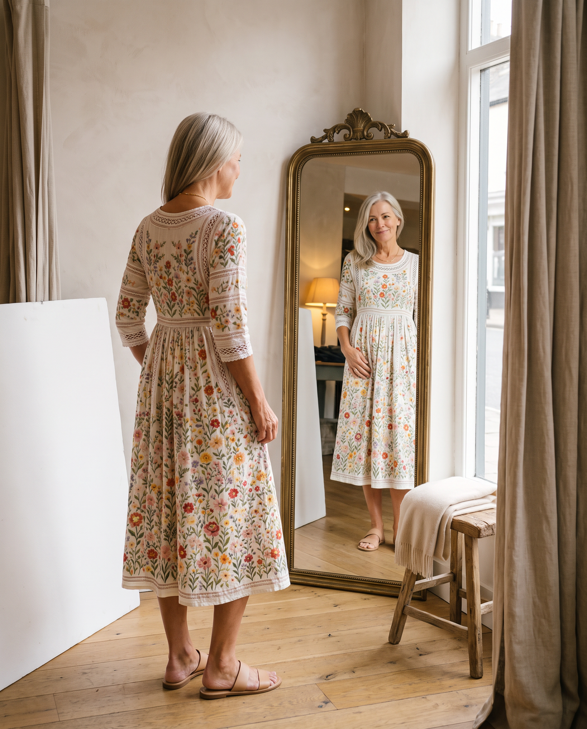 Robe midi « Charme des prés fleuris »
